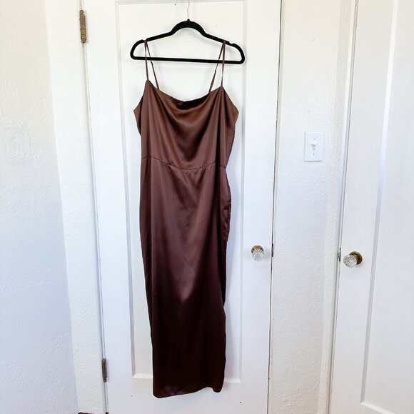 Reformation | Frankie 100% Silk Maxi Slip Es Dress in Brown Plus Size 16 - Picture 7 of 12